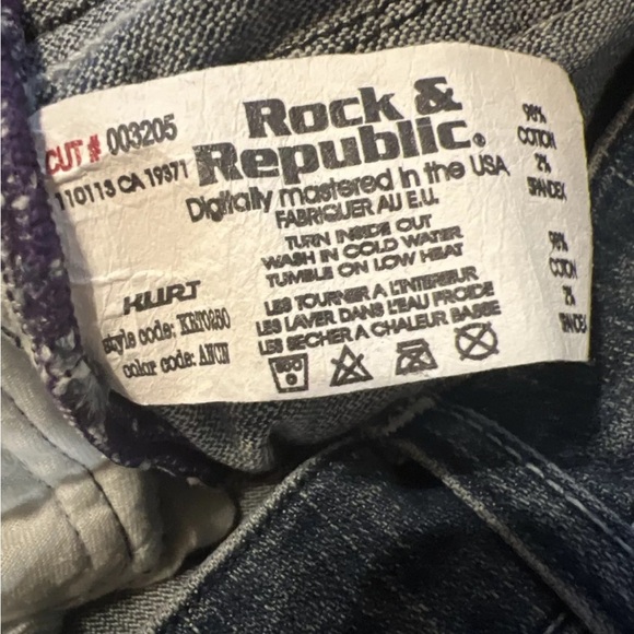Rock Republic Hurt Bootcut Jeans Sz 27 Flap Pockets w/ White Rs - Picture 5 of 9